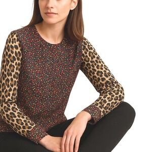 Equipment Silk Blouse sz XS Ditsy Floral Leopard Mix Print Beautiful!